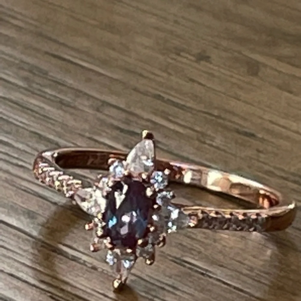 Alexandrite and Zircon Rose Gold Ring - Picture 8 of 15